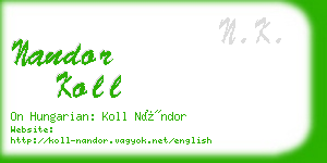 nandor koll business card